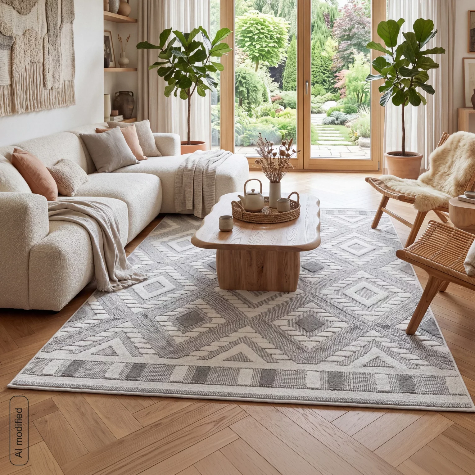 Dywan 160x230 cm srebrny zdobiony przestrzennym wzorem  geometrycznym DIDAR3