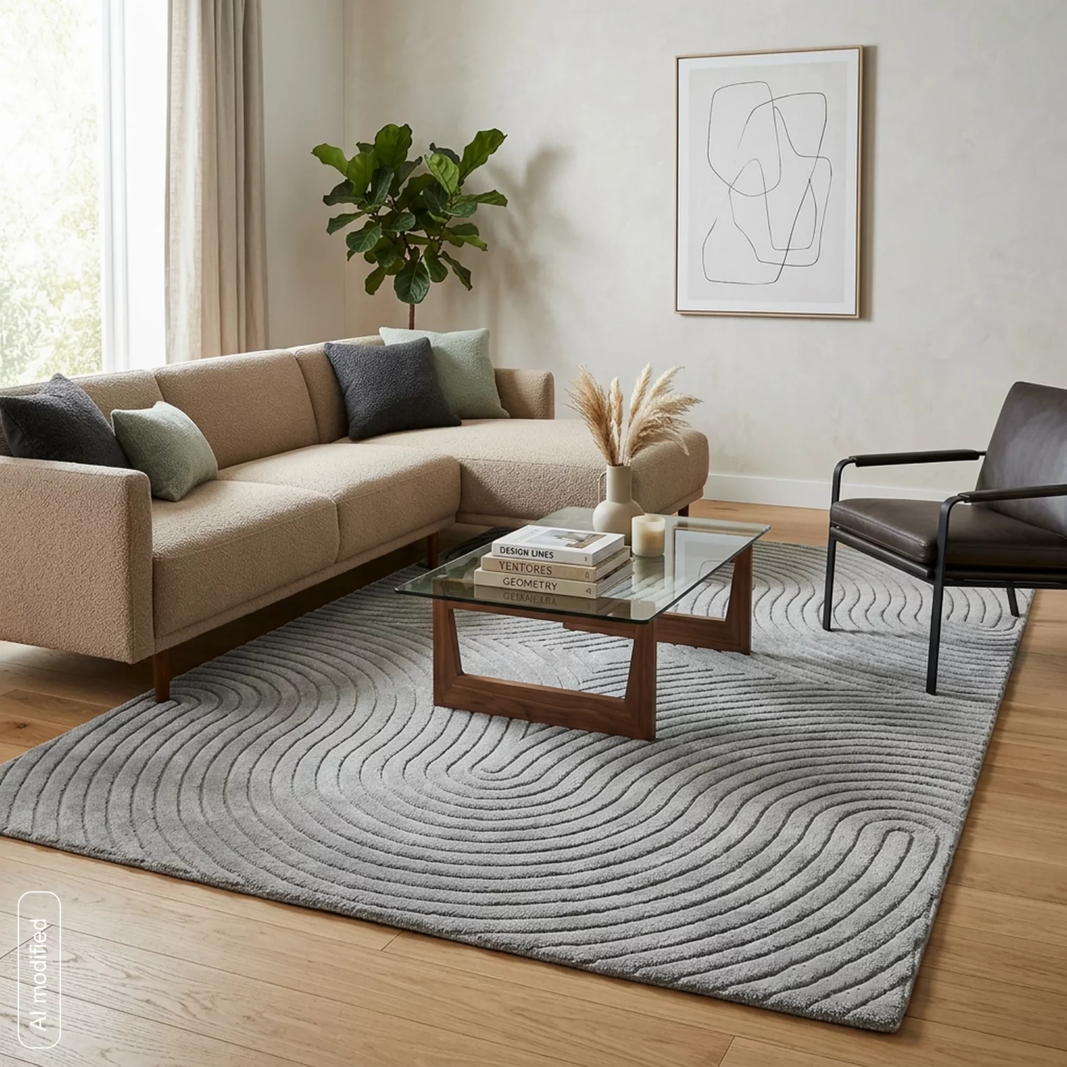 Dywan 160x230 cm stalowy z tłoczonym wzorem 3D VENUS BOHO1