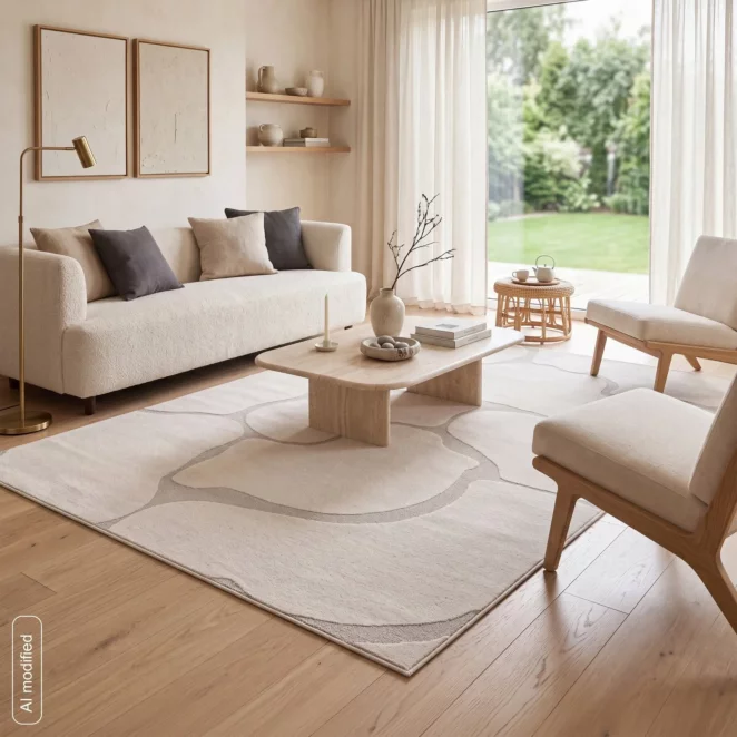 Dywan 200x290 cm beżowy wytłaczany z organicznym wzorem ALBA2