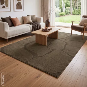 Dywan 200x290 cm brązowy wytłaczany z organicznym wzorem ALBA3