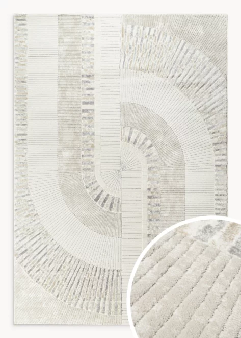 Dywan 200x290 cm kremowo, szary zdobiony geometrycznym motywem CRYSTAL 4