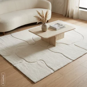Dywan 200x290 cm kremowy wytłaczany z organicznym wzorem ALBA1