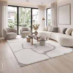 Dywan 200x290 cm srebrny wytłaczany z organicznym wzorem ALBA5