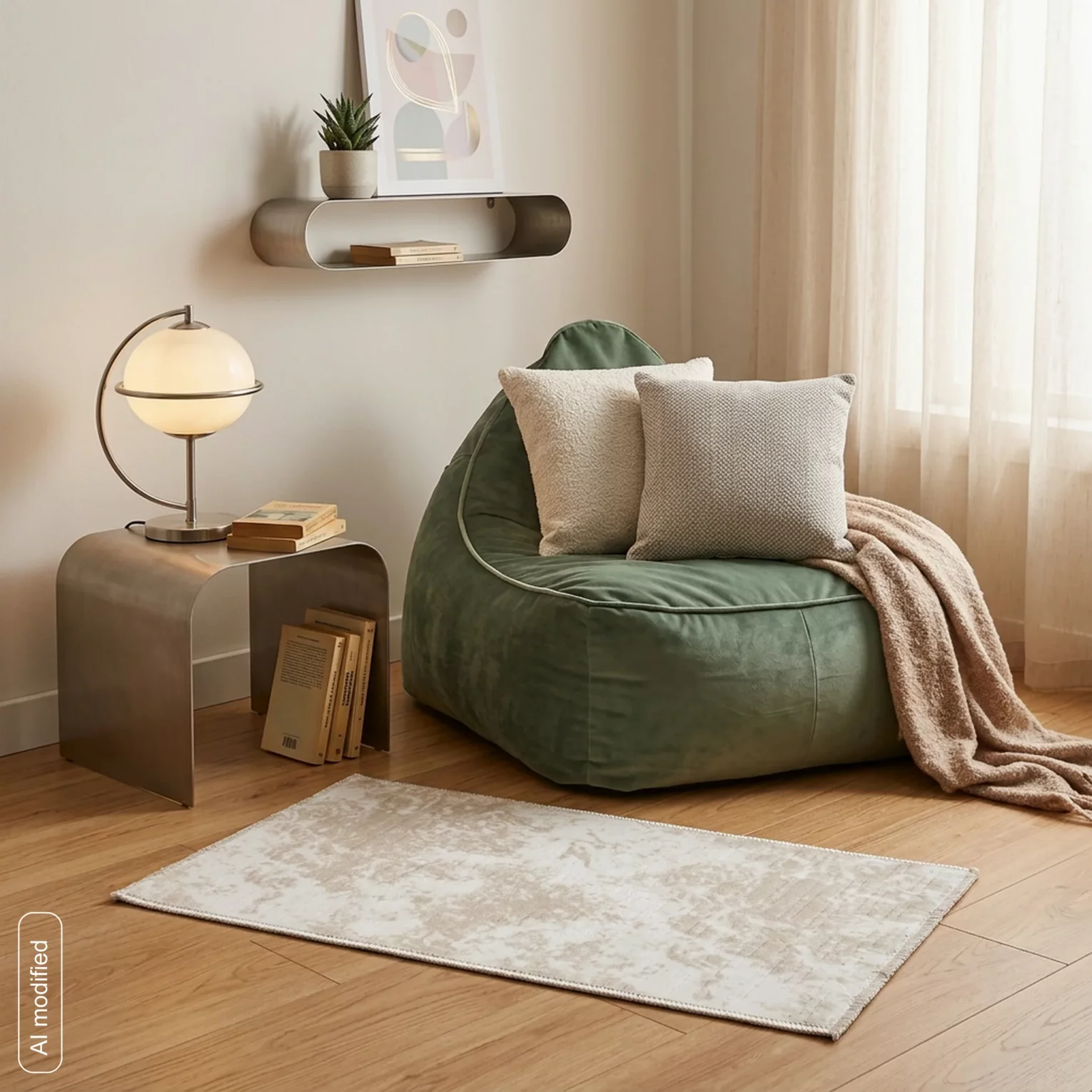 Dywan 50x80 cm beżowo, biały zdobiony delikatnie przecieraną powierzchnią PRINT1