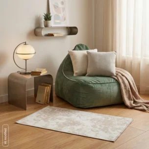 Dywan 50x80 cm beżowo, biały zdobiony delikatnie przecieraną powierzchnią PRINT1