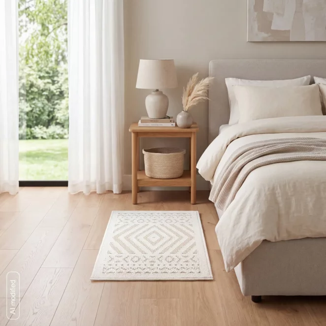 Dywan 50x80 cm beżowy z przyjemnie miękkim pętelkowym wzorem DIDAR4