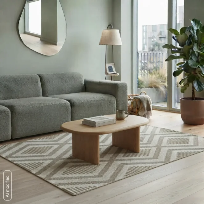 Dywan 50x80 cm brązowy z strukturalnym plecionym wzorem rombów  LINEA4 BOHO