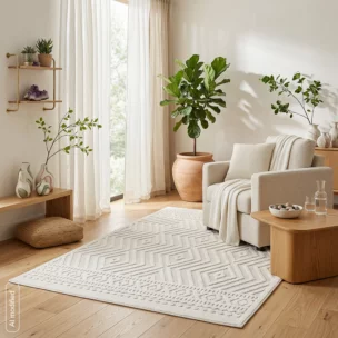 Dywan 50x80 cm kremowo, jasnoszary z przyjemnie miękkim pętelkowym wzorem DIDAR4