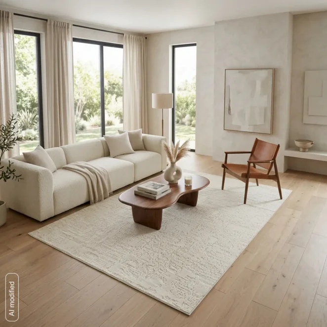 Dywan 60x100 cm beżowo, biały minimalistyczny z delikatną strukturą NOVA2