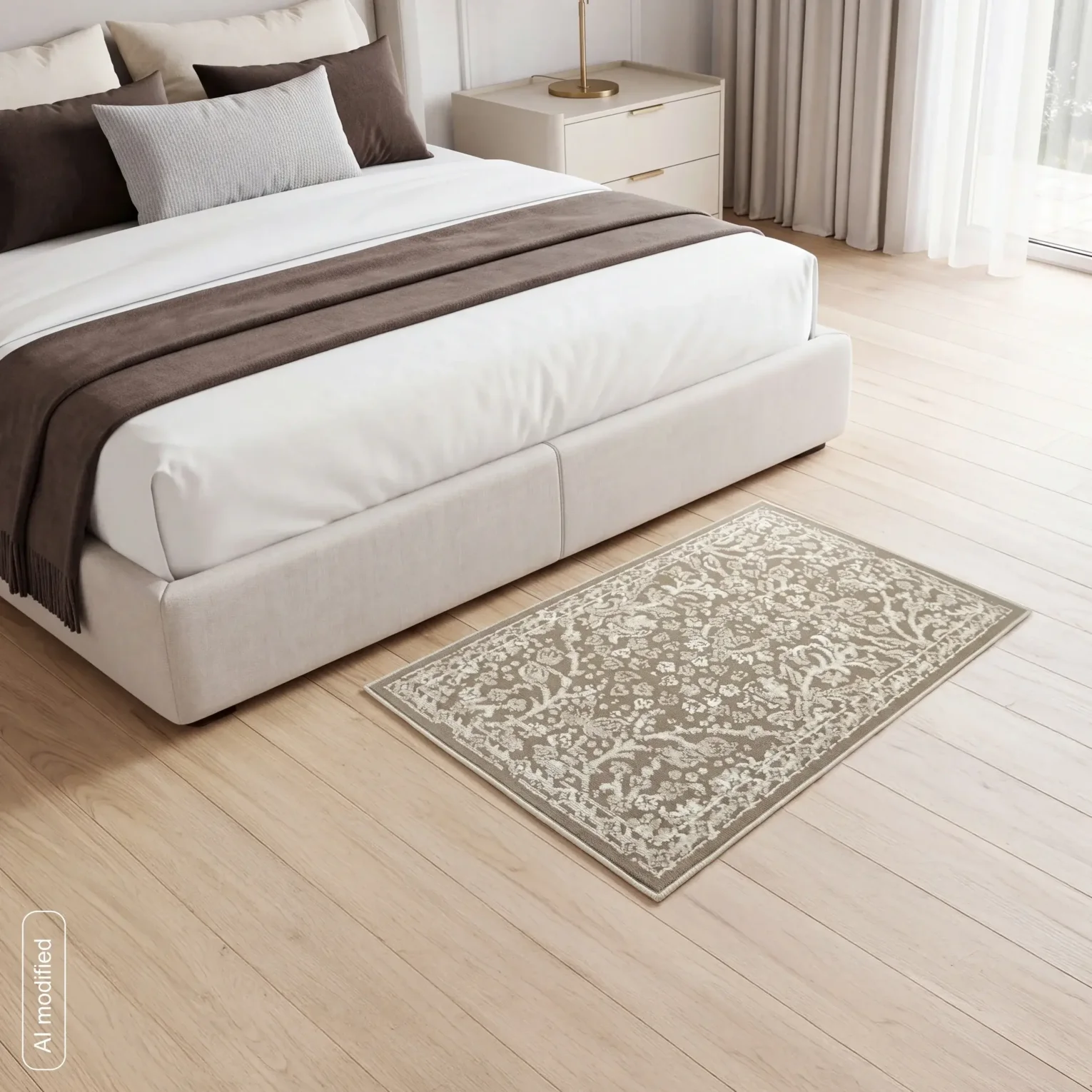 Dywan 60x100 cm beżowo, biały z subtelnym przecieranym wzorem ELORA 9