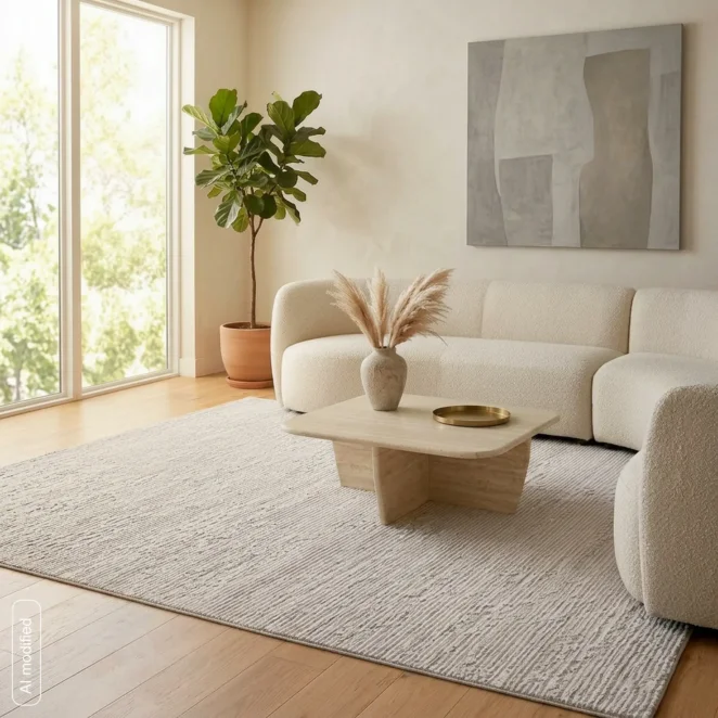 Dywan 60x100 cm biały, jasnoszary o eleganckiej, minimalistycznej strukturze SALENA8