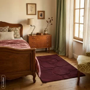 Dywan 60x100 cm bordowy wytłaczany z organicznym wzorem ALBA4