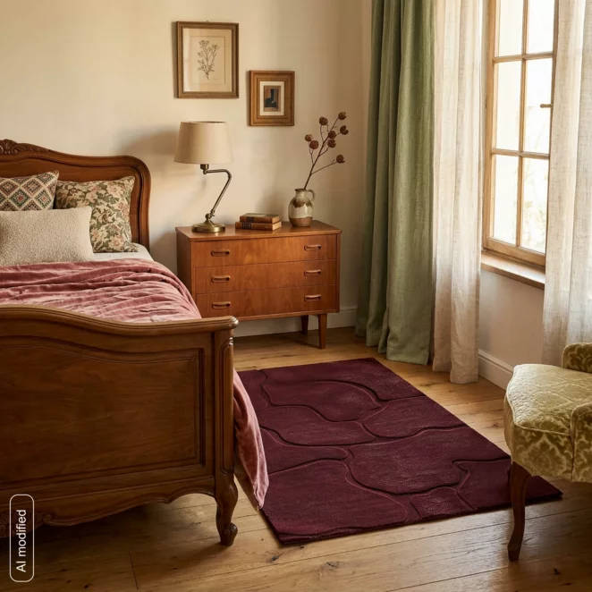 Dywan 60x100 cm bordowy wytłaczany z organicznym wzorem ALBA4
