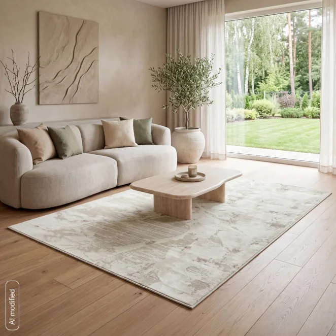 Dywan 60x100 cm jasnokremowo, brązowy zdobiony designerskim wzorem MONACO 2