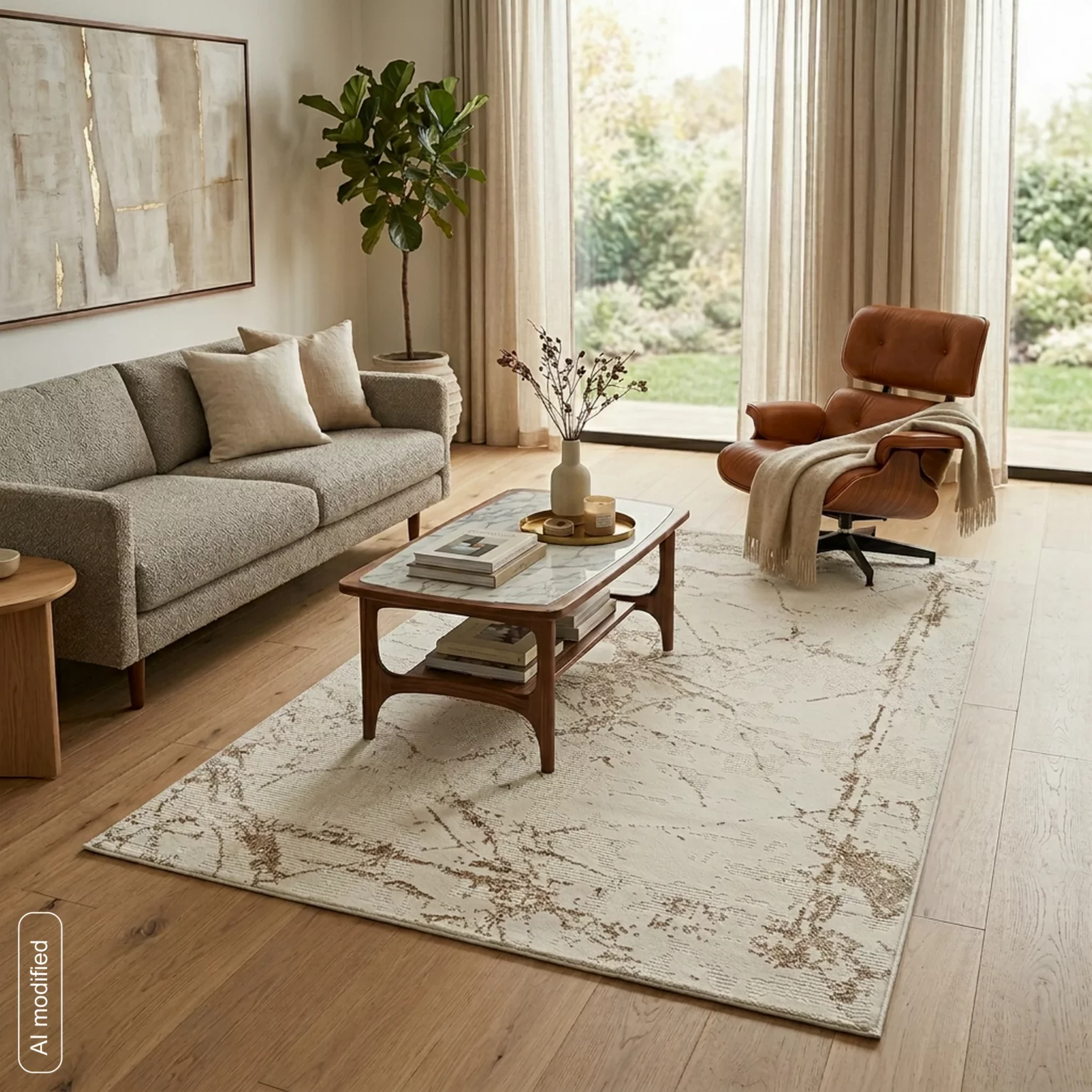 Dywan 60x100 cm jasnoszary, beżowy zdobiony abstrakcyjnym wzorem ASIA2