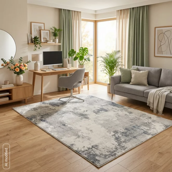 Dywan 60x100 cm srebrny nowoczesny cieniowany ANEMON