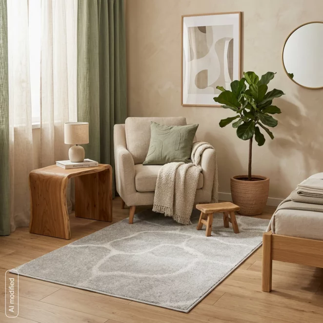 Dywan 60x100 cm srebrny wytłaczany z organicznym wzorem ALBA5