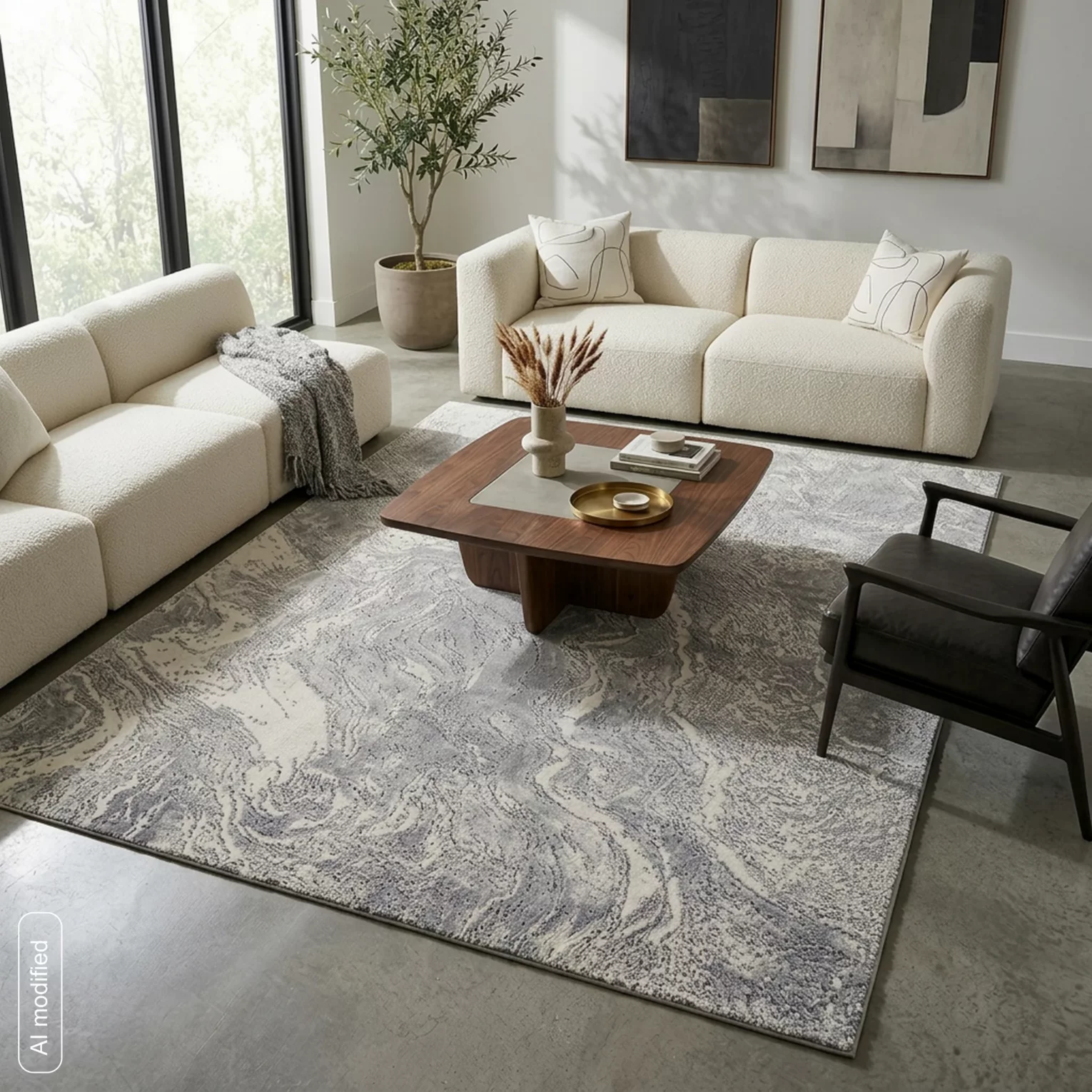 Dywan 60x100 cm stalowo, biały o eleganckiej żyłkowej strukturze inspirowany naturalnym kamieniem SALENA9