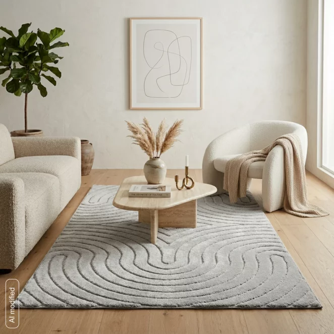 Dywan 60x100 cm stalowy z tłoczonym wzorem 3D VENUS BOHO1