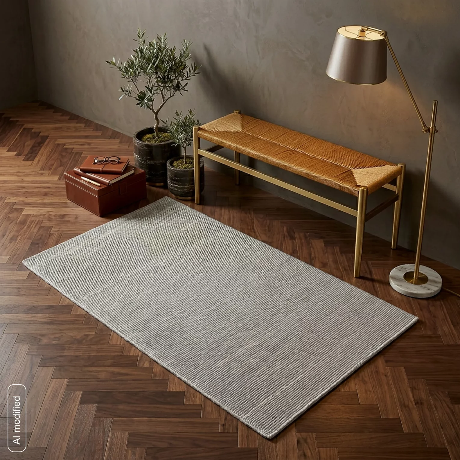 Dywan 60x100 cm szary o delikatnym połysku w wytłaczane prążki ASIA3
