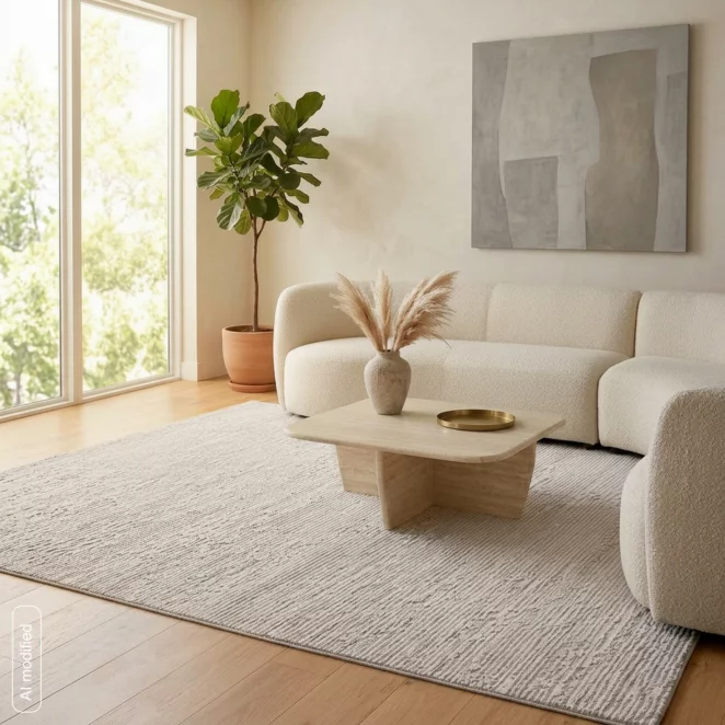 Dywan 80x150 cm biały, jasnoszary o eleganckiej, minimalistycznej strukturze SALENA8