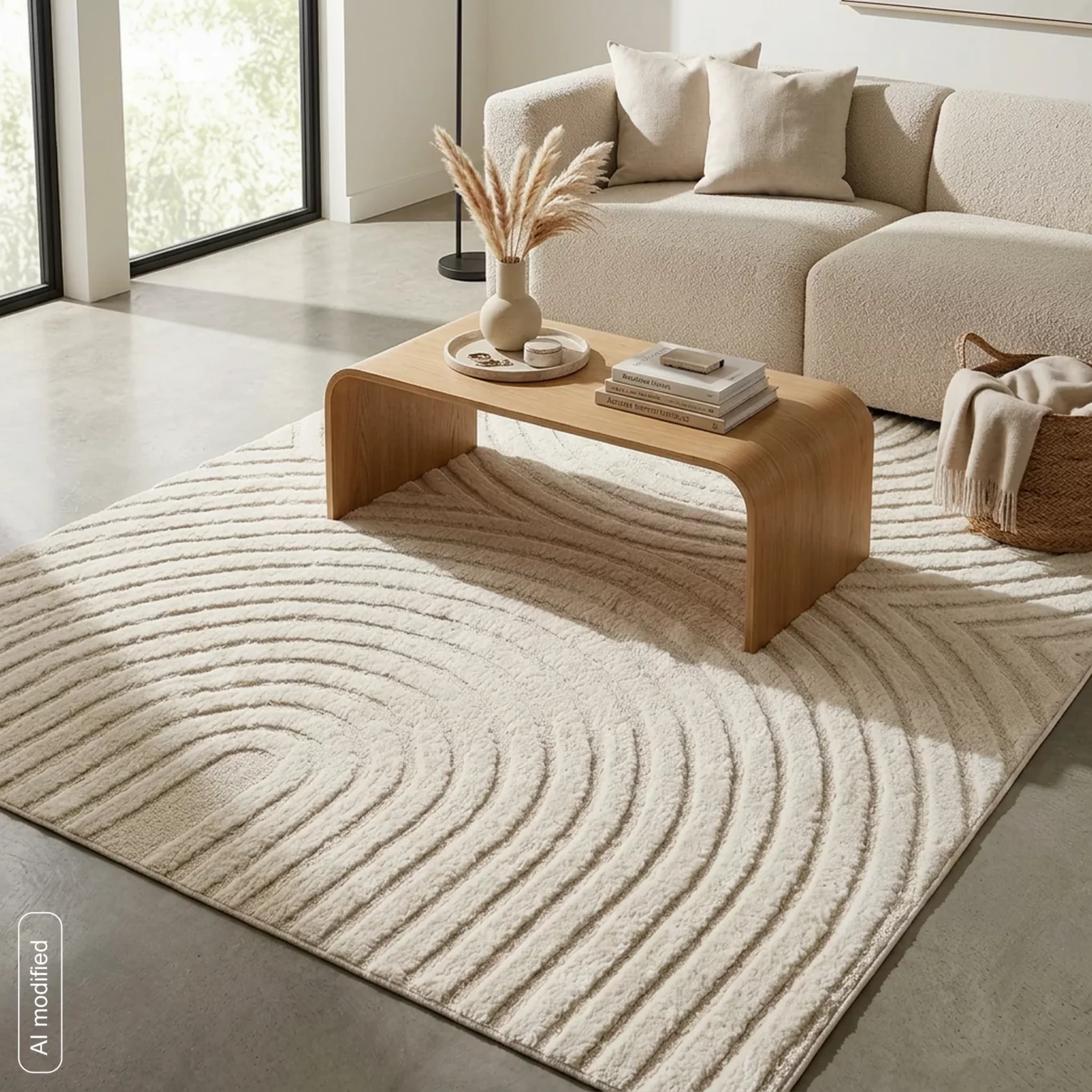 Dywan 80x150 cm kremowy z wypukłym półokrągłym wzorem ART2