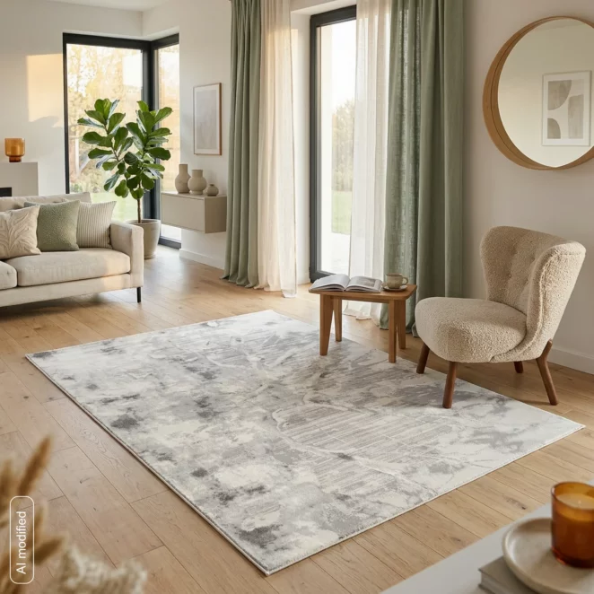 Dywan 80x150 cm stalowy, czarny zdobiony designerskim wzorem MONACO 3