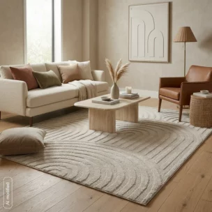 Dywan 80x200 cm beżowy z wypukłym półokrągłym wzorem ART1