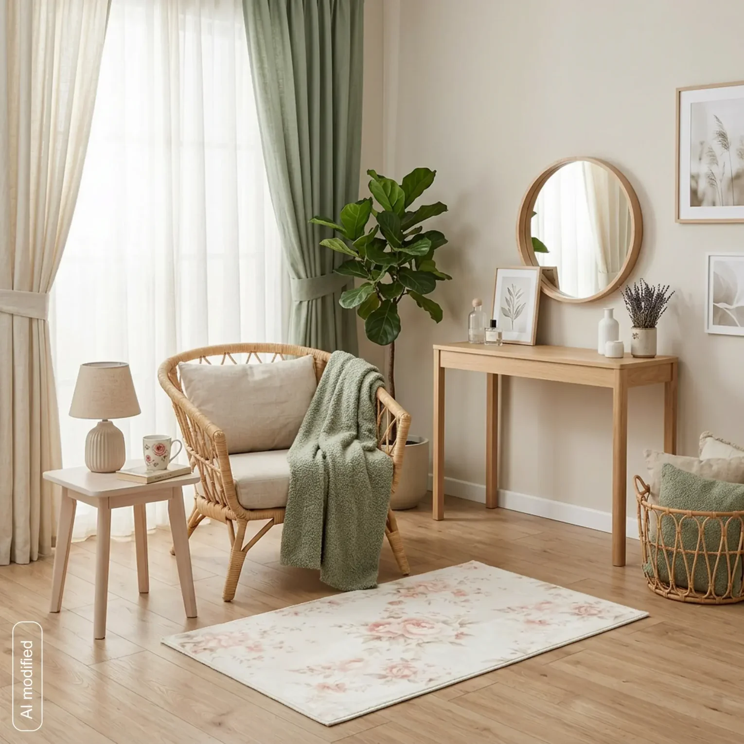 Dywan antypoślizgowy 50x80 cm kolor beżowo-różowy zdobiony motywem kwiatów - ISABEL