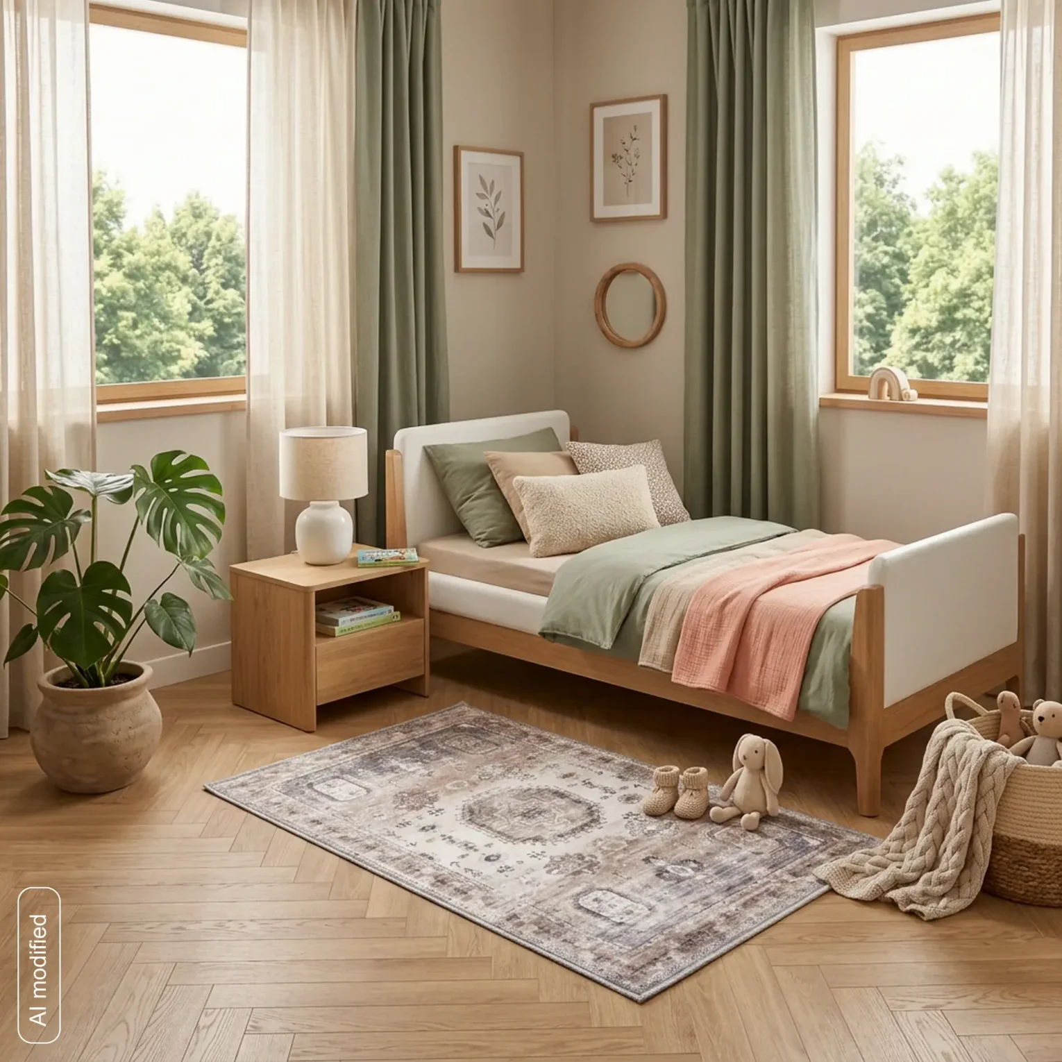 Dywan antypoślizgowy 50x80 cm kolor brązowo-biały z motywem ornamentu - SHINE2