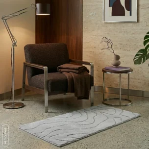 Dywan antypoślizgowy 80x150 cm kolor srebrny z wytłaczanym wzorem 3D - MATI