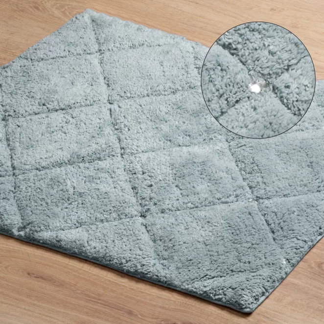 Dywanik łazienkowy bawełniany zdobiony geometrycznym wzorem z kryształkami 50x70 cm CHIC