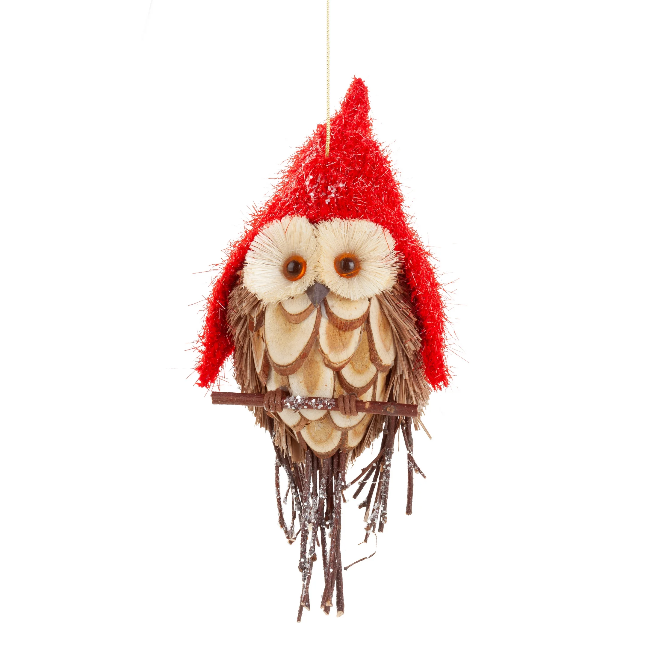 Ozdoba choinkowa urocza sowa w czapeczce w stylu eko | eurofirany