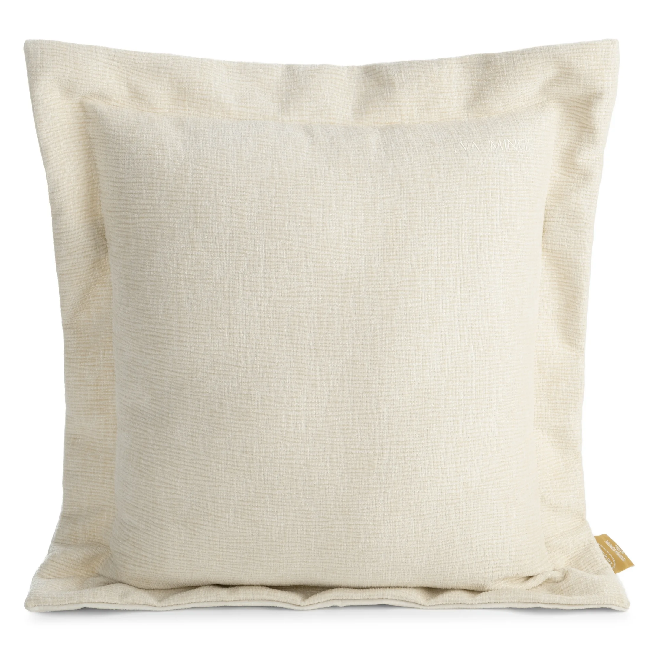 Poszewka na poduszkę 55x55 cm z szenilowej tkaniny kremowa o widocznym ozdobnym splocie Eva Minge Elegante | eurofirany