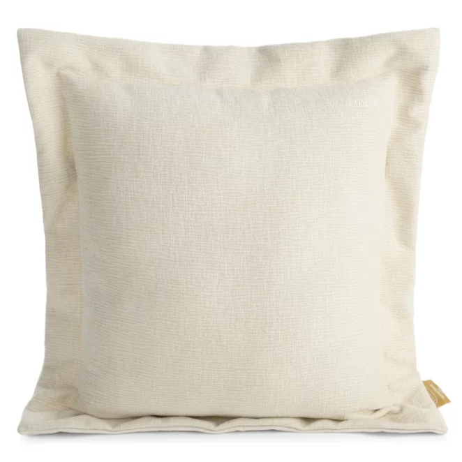 Poszewka na poduszkę  55x55 cm z szenilowej tkaniny kremowa o widocznym ozdobnym splocie Eva Minge Elegante