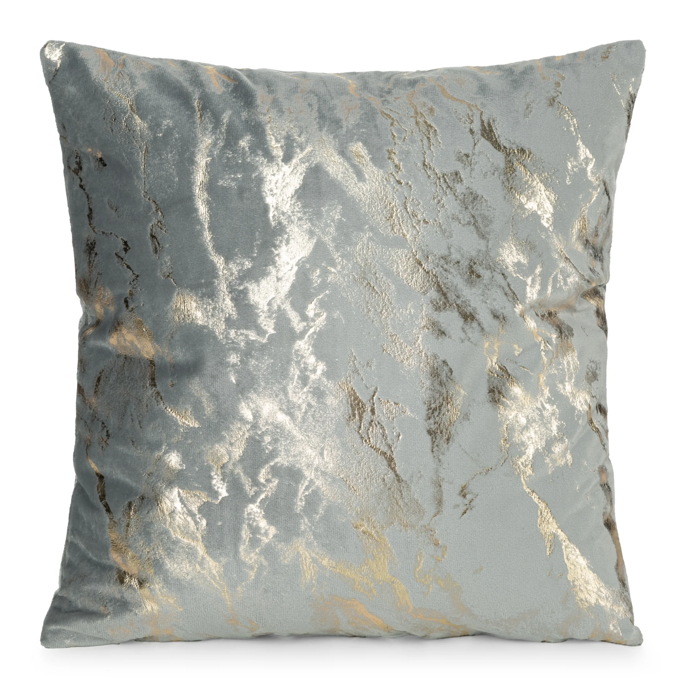 Poszewka na poduszkę 45x45 cm welwetowa, stalowo złocista zdobiona marmurkowym wzorem DORIS DESIGN 91 | eurofirany