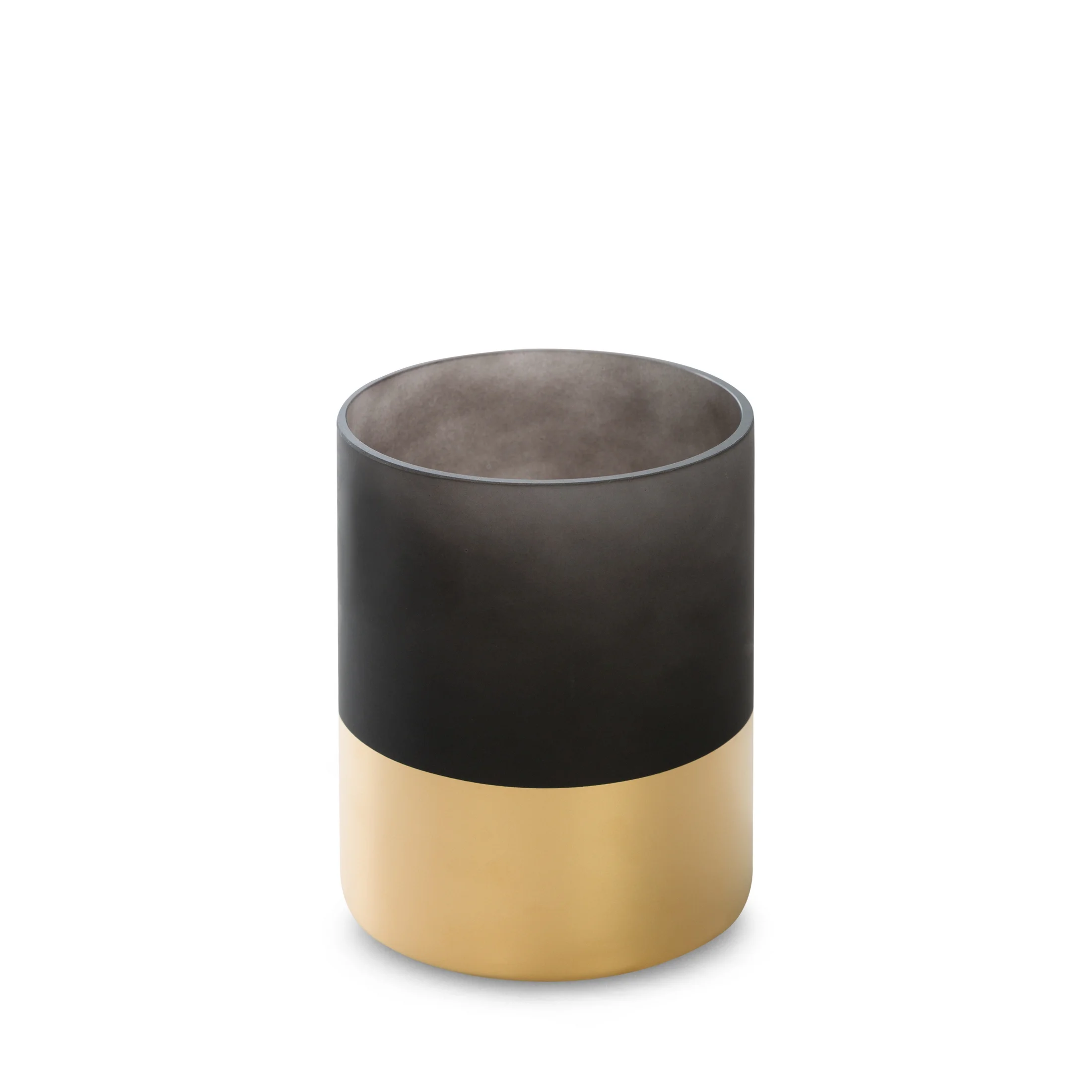 LIMITED COLLECTION Świecznik PEONIA czarno-złoty z malowanego szkła artystycznego PASJA CZERNI | eurofirany