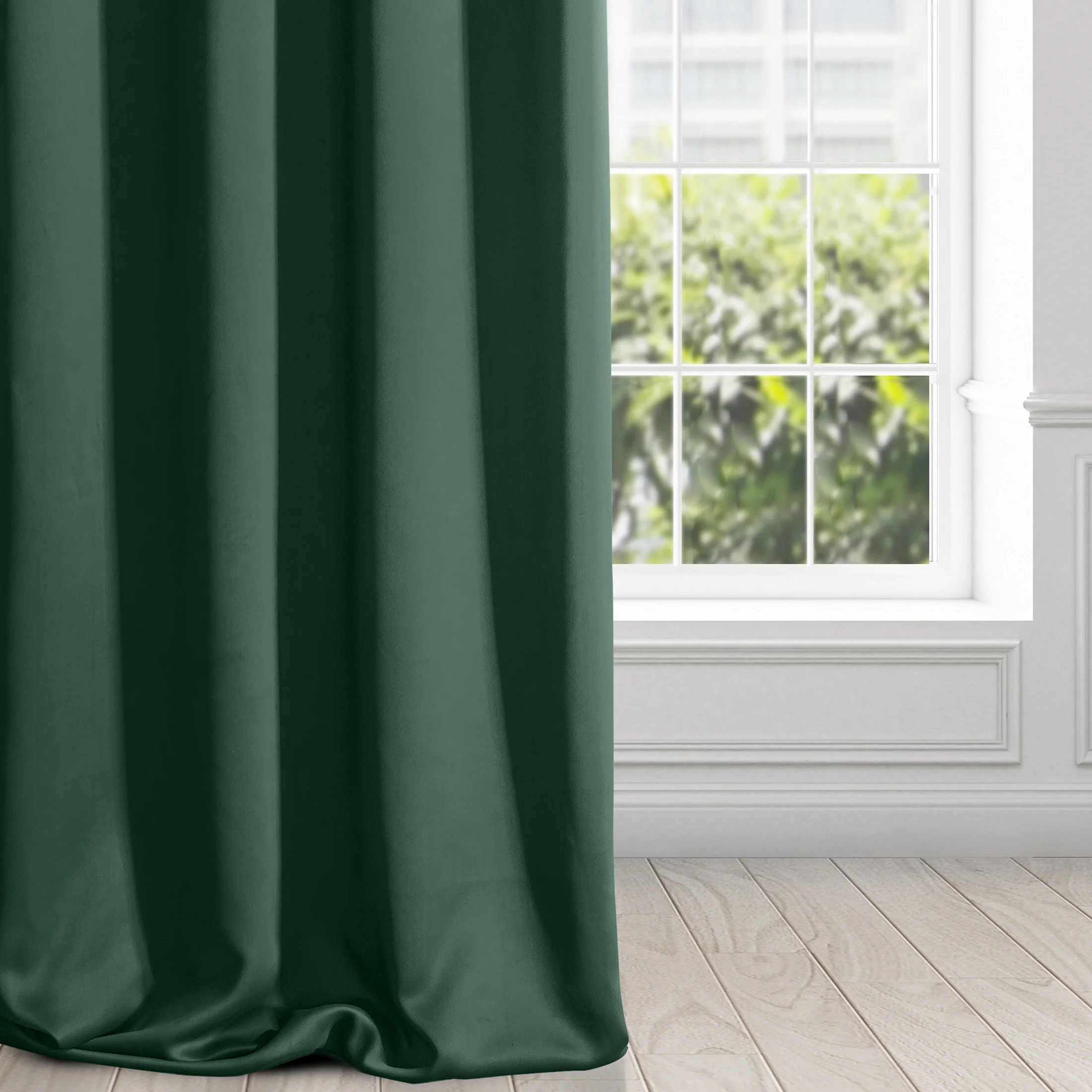 Zasłona ciemnozielona z gładkiej tkaniny zaciemniającej typu - BLACKOUT 135x250 cm przelotka - PARISA - Design 91 | eurofirany