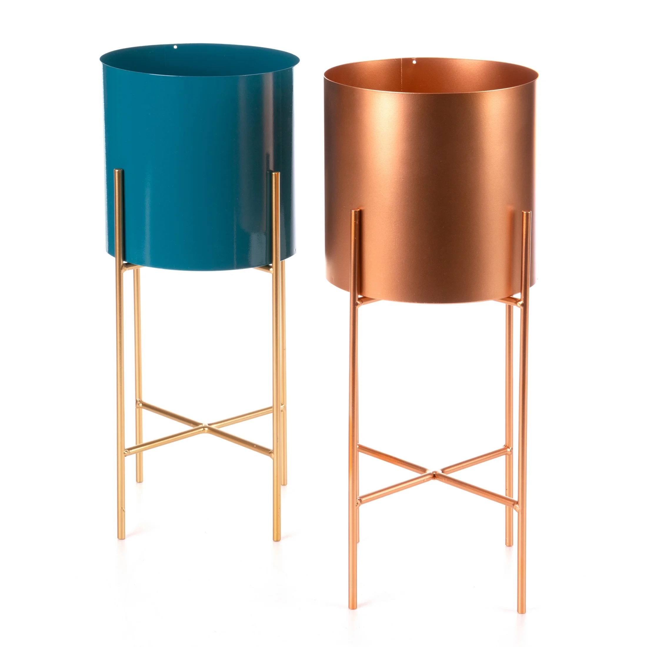 Metalowa osłonka na donicę na stojaku