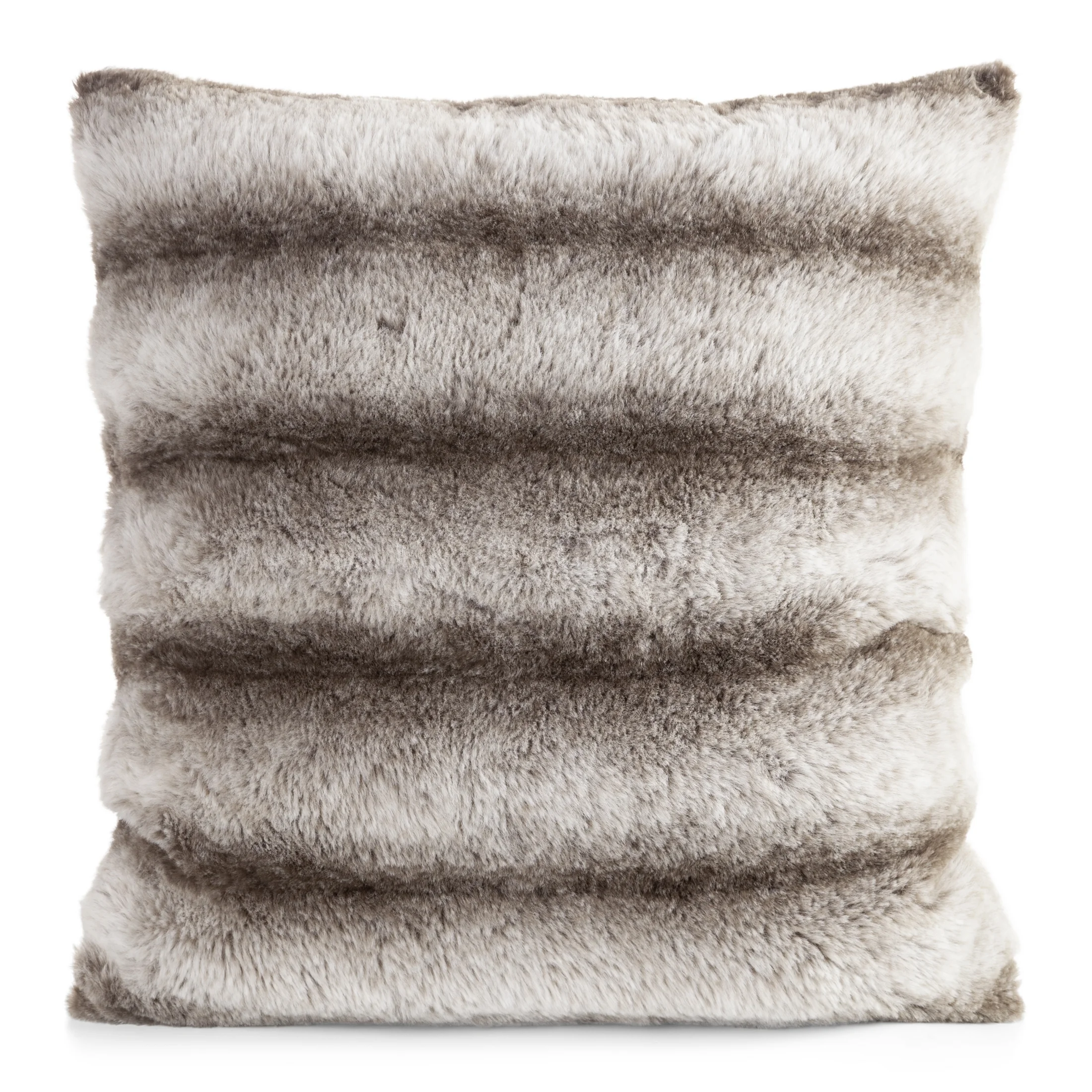 Poszewka na poduszkę 45x45 cm biała, ciemnobrązowa z futrzanej przyjemnej tkaniny LUCY | eurofirany