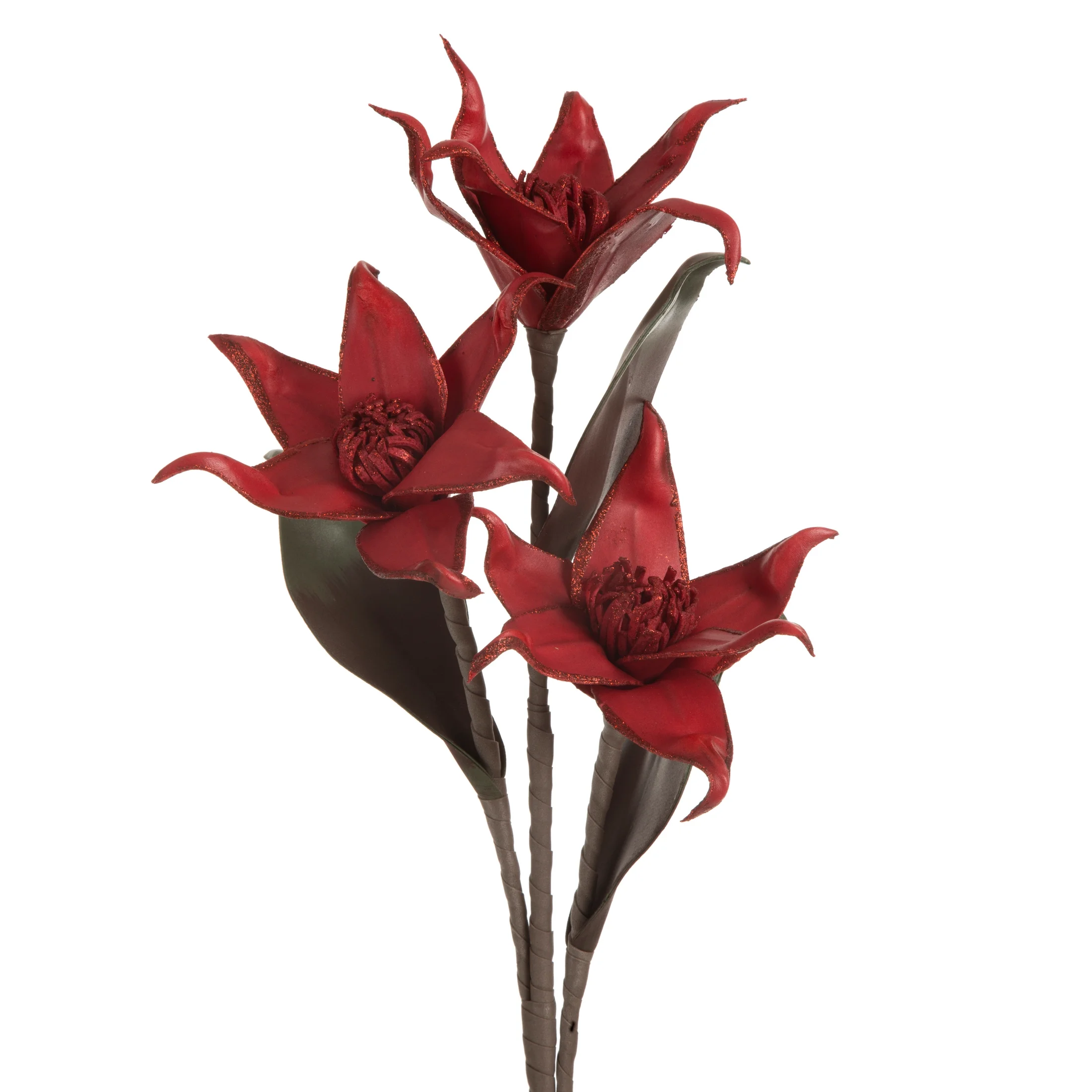 Kwiat sztuczny czerwony z plastycznej pianki foamiran 71 cm