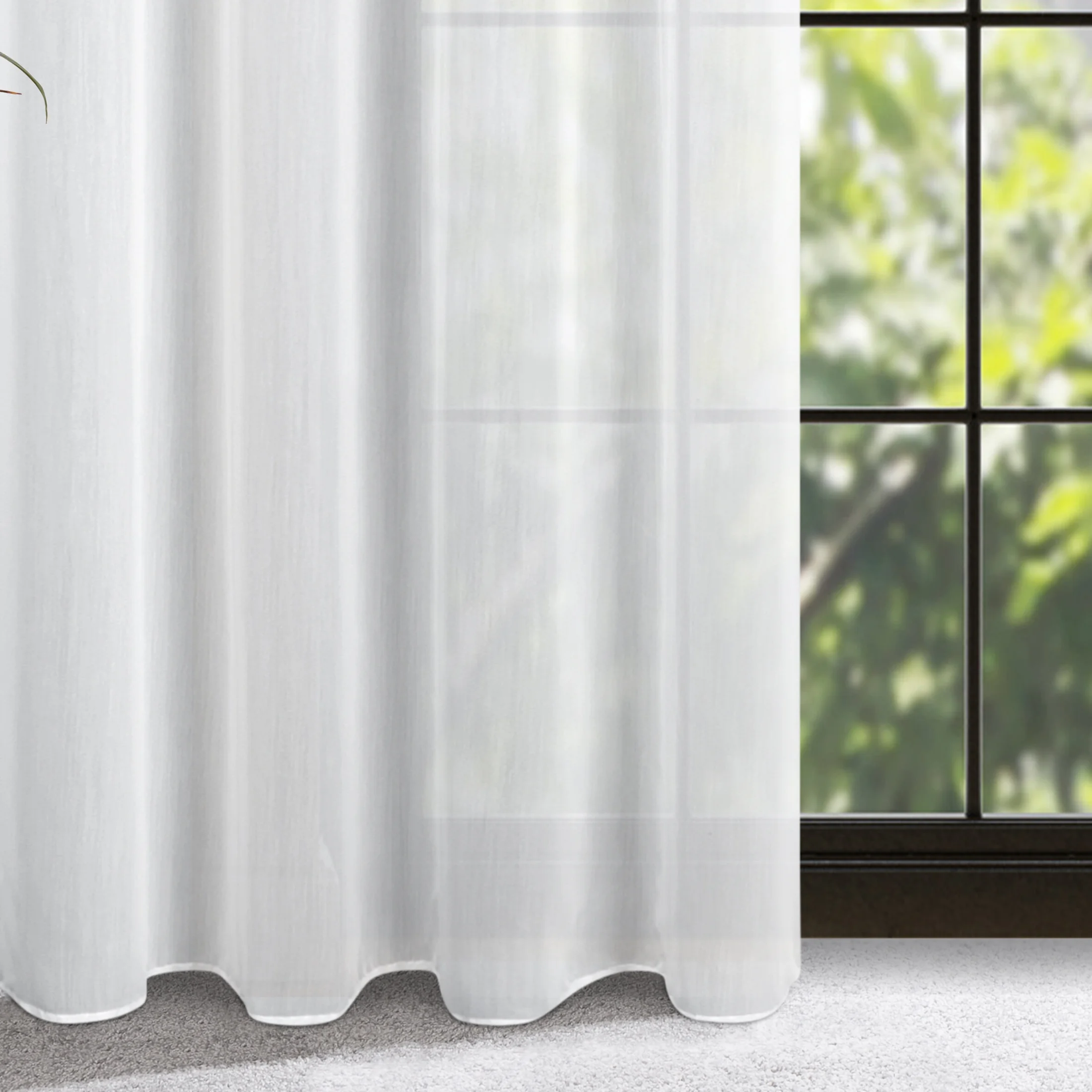 Firana biała z gładkiej tkaniny o naturalnym wyglądzie 140x260 cm przelotka KALIA | eurofirany