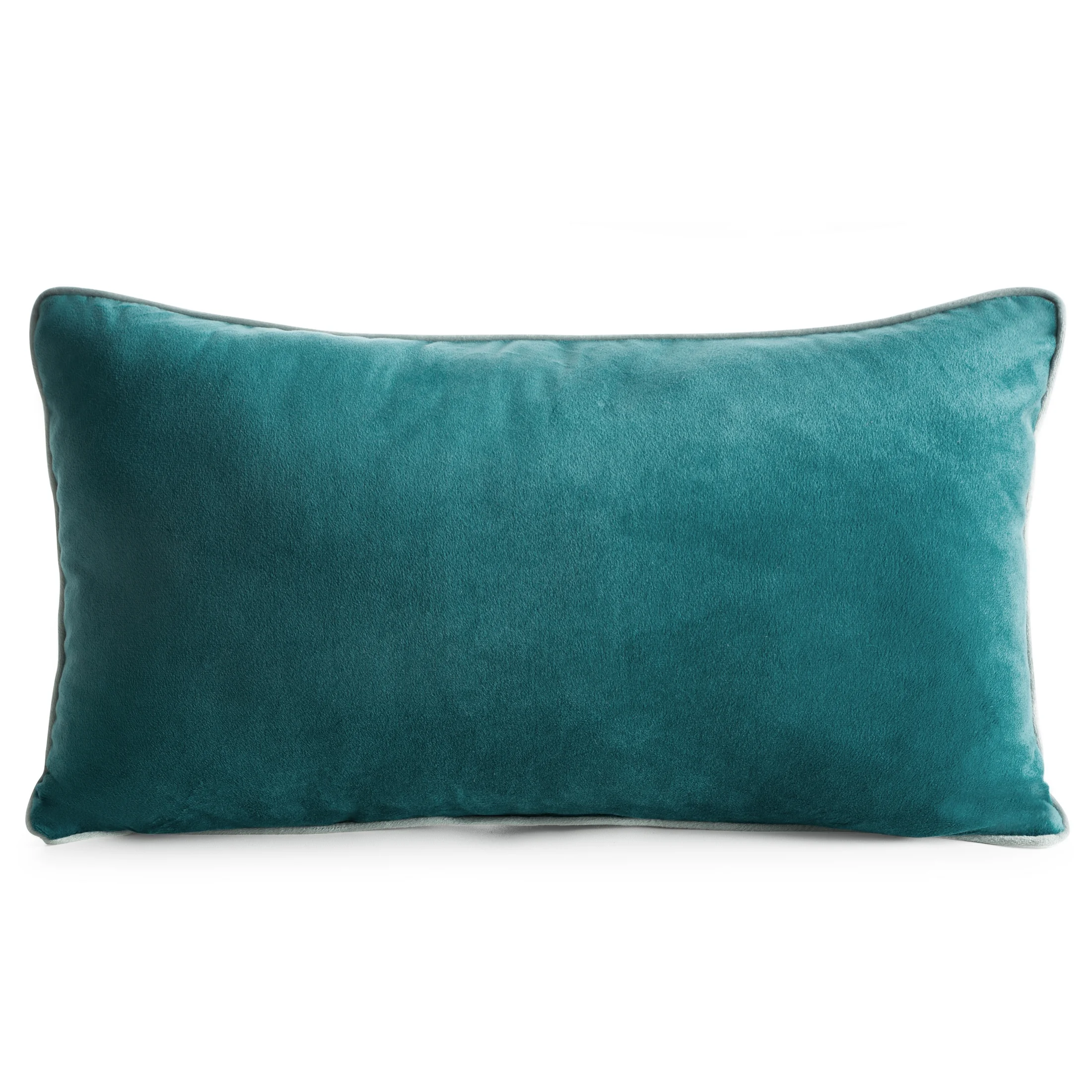 Poduszka 30 x 50 cm welwetowa ciemnoturkusowa z kontrastującą lamówką GAJA 3