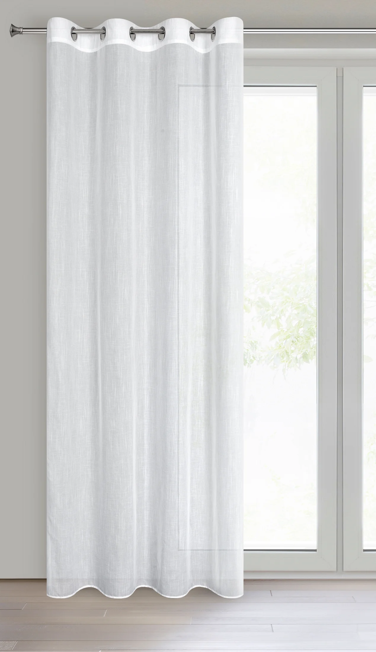 Firana biała o strukturze deszczyku 140x250 cm przelotka ANNA