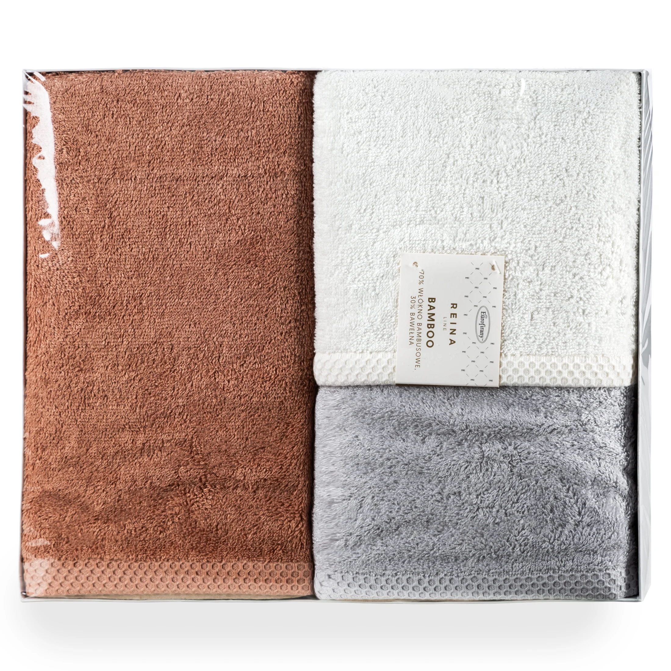 Zestaw ręczników bawełnianych na prezent 3 szt 30x50 cm kolor pudrowy, biały