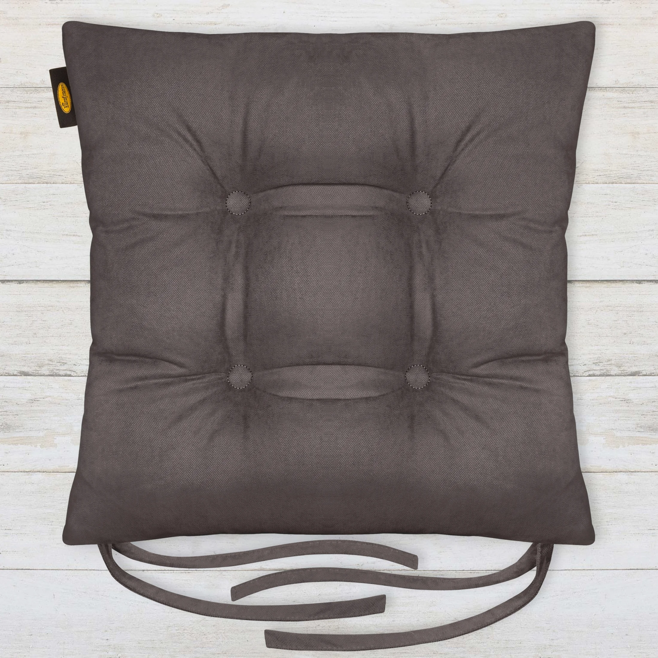 Poduszka na krzesło dwustronna 40 x 40 x 8 cm welurowa ciemnografitowa ADORE