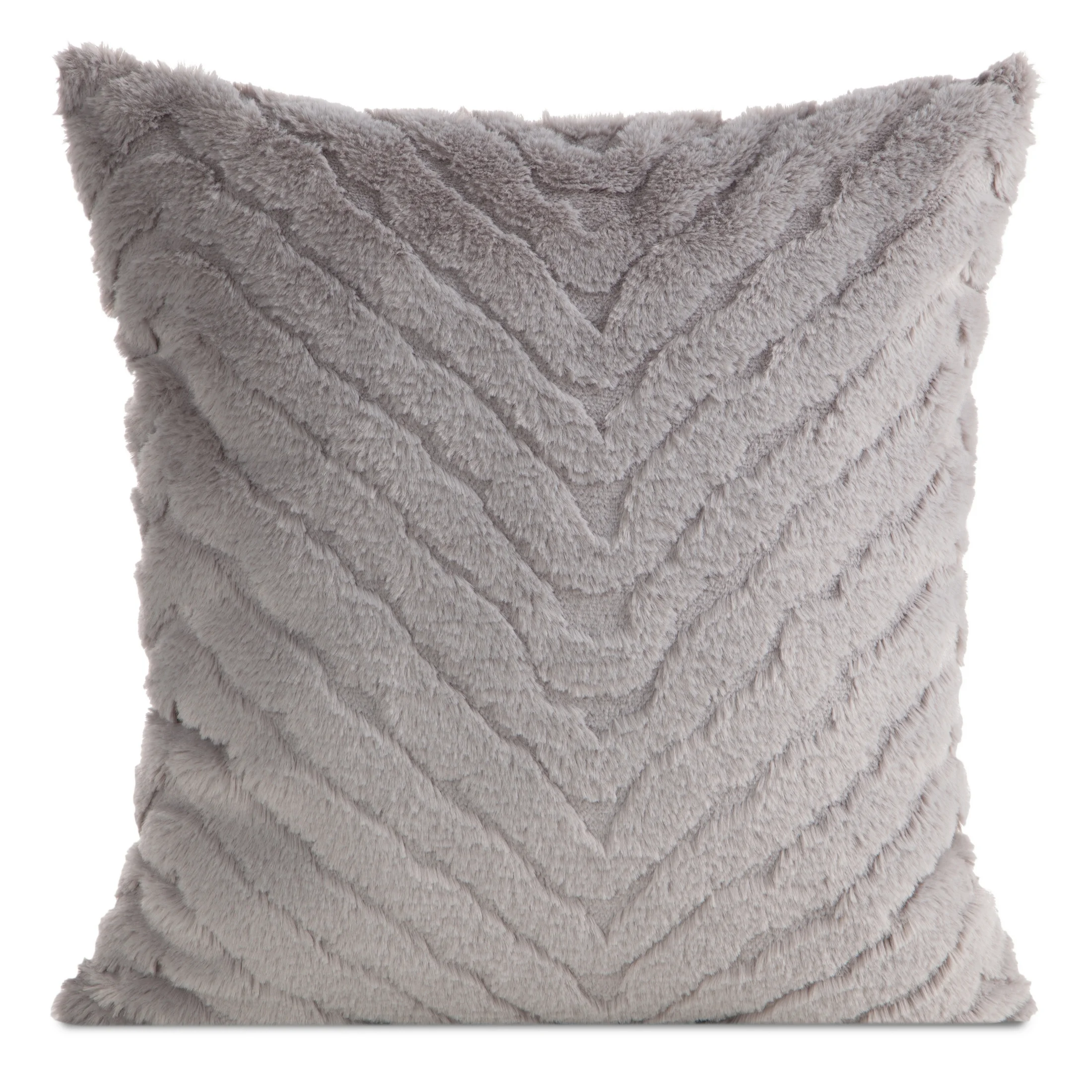 Poszewka na poduszkę 45x45 cm futrzana srebrna zdobiona efektem 3D KATE | eurofirany