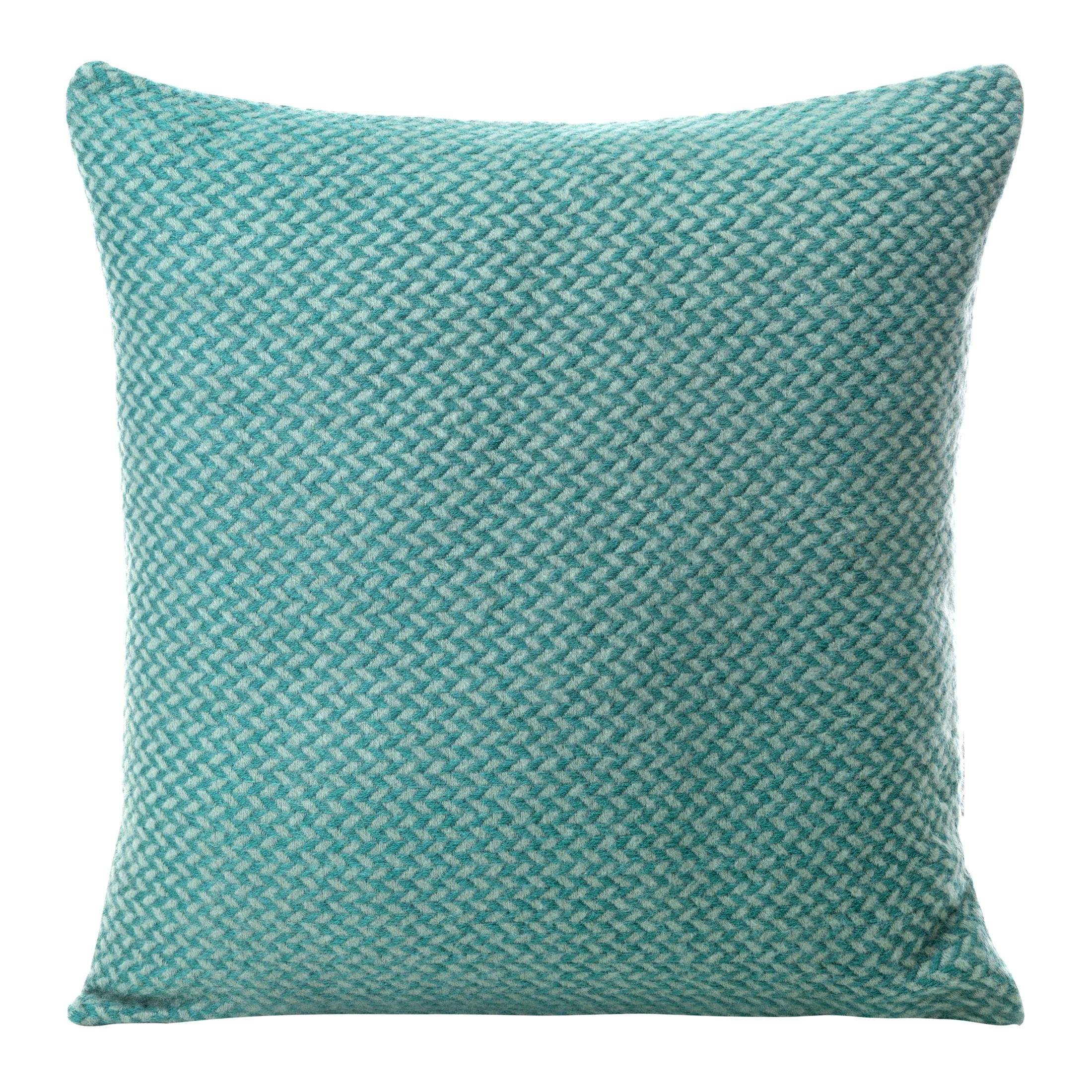 Poszewka na poduszkę 45x45 cm miętowo, turkusowa z drobnym wzorem jodełki AKRYL 4 | 