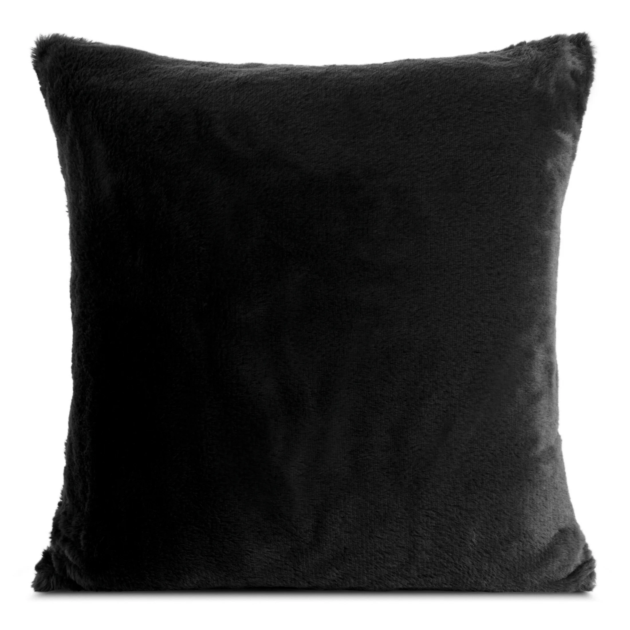Poszewka na poduszkę 45x45 cm czarna z miękkiej futrzanej tkaniny NINA | eurofirany