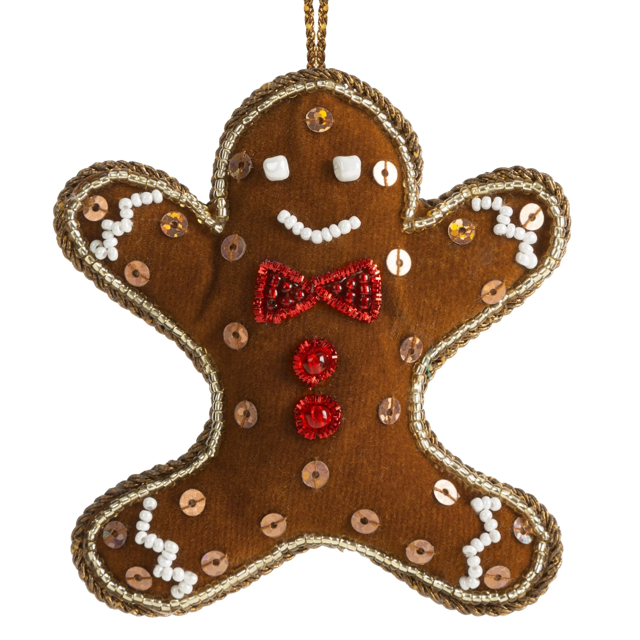 Ozdoba na choinkę LUDZIK Z PIERNIKA zdobiona drobnymi koralikami | eurofirany